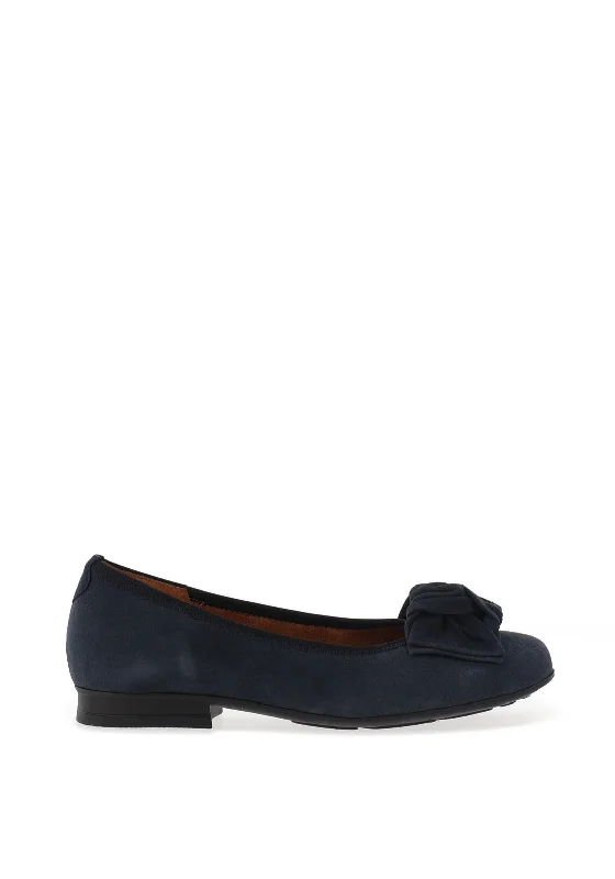 Sustainable Women's Recycled Material Ballet Flats in Beige for Eco - Conscious ShoppersGabor Suede Leather Bow Pumps, Dark Blue